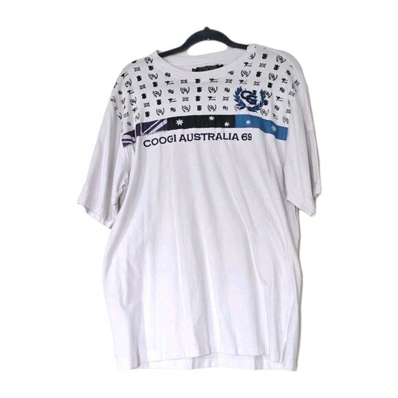 Vtg Y2K Coogi TShirt Mens XL White Blue Embroidered 90s Streetwear 2000s - Picture 1 of 10